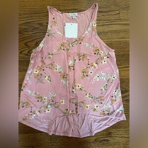 **4/$12** Love Fire Tank, Pink Floral Size XS, NWT